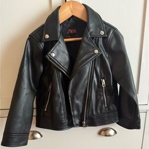 Zara Kids 3-4 Black Faux Leather Moto Jacket